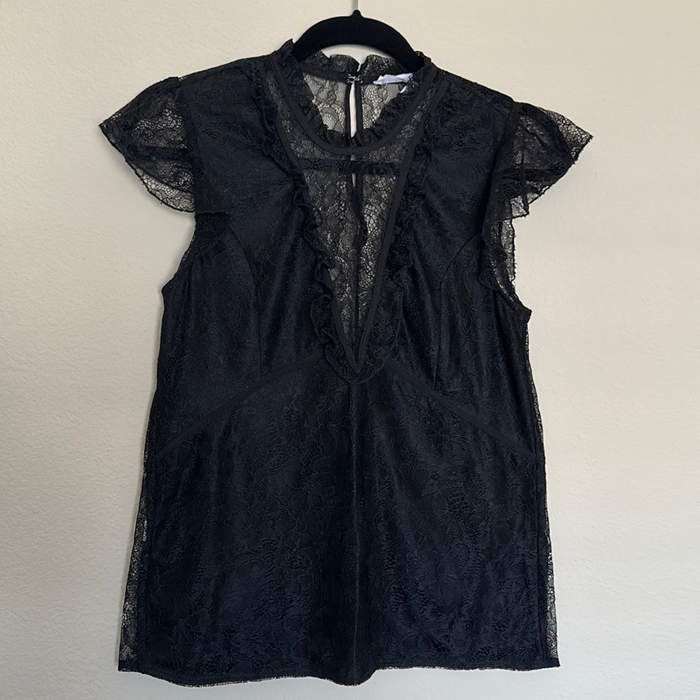 BCBGeneration Black Lace Dressy Top